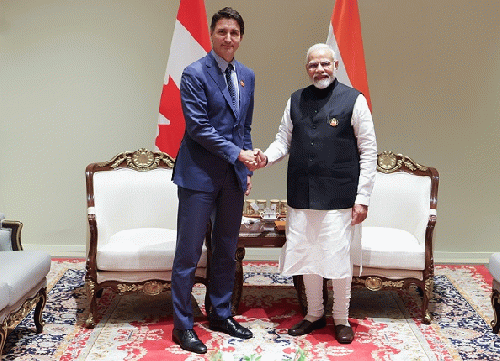 Prime Ministers of India and Canada at the G20 summit held in New Delhi InSAepterm,ber 2023