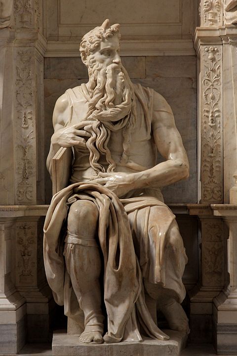 Moses, with horns, by Michaelangelo