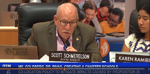 Scott Schmerelson speaks at a Board meeting in September 2022 (from LAUSD video)