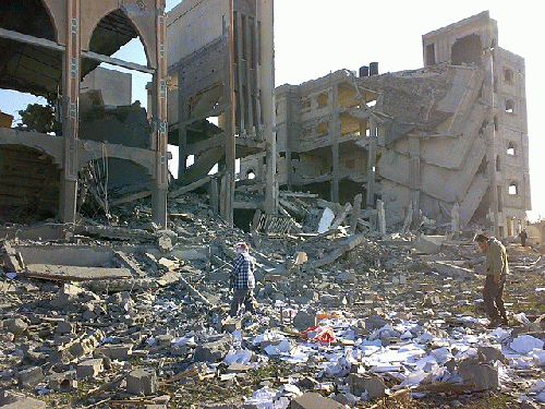 An orphanage bombed by Israel in Gaza in 2009.