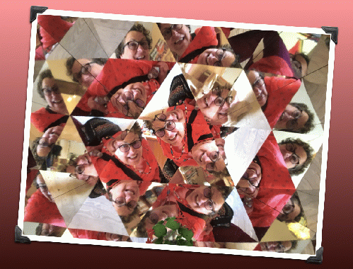 Kaleidoscopic image of Joan Brunwasser