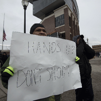 Protest against police brutality: 'hands up, don't shoot', From CreativeCommonsPhoto