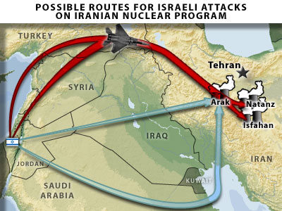 POSSIBLE ROUTES OF ISRAEL ATTACK, From Uploaded