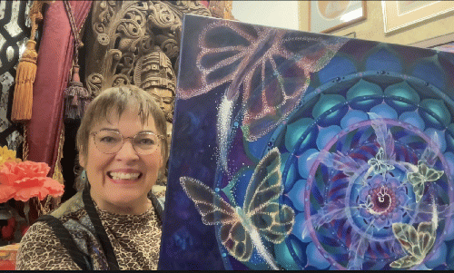 Meryl Ann Butler with recent painting, From Uploaded