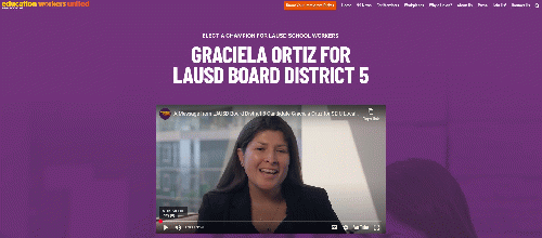 SEIU 99 promoting Ortiz on its web page.